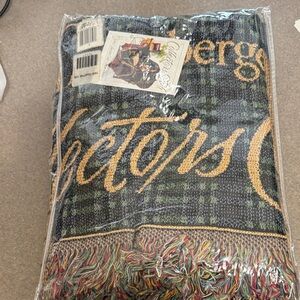 Longaberger Plaid Throw Blanket - Green and Gold and Blue 1999 Collectors Club